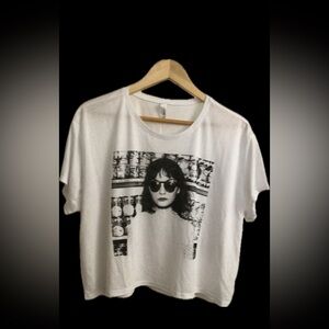 Graphic Crop Top Photo Art Black and White S-M